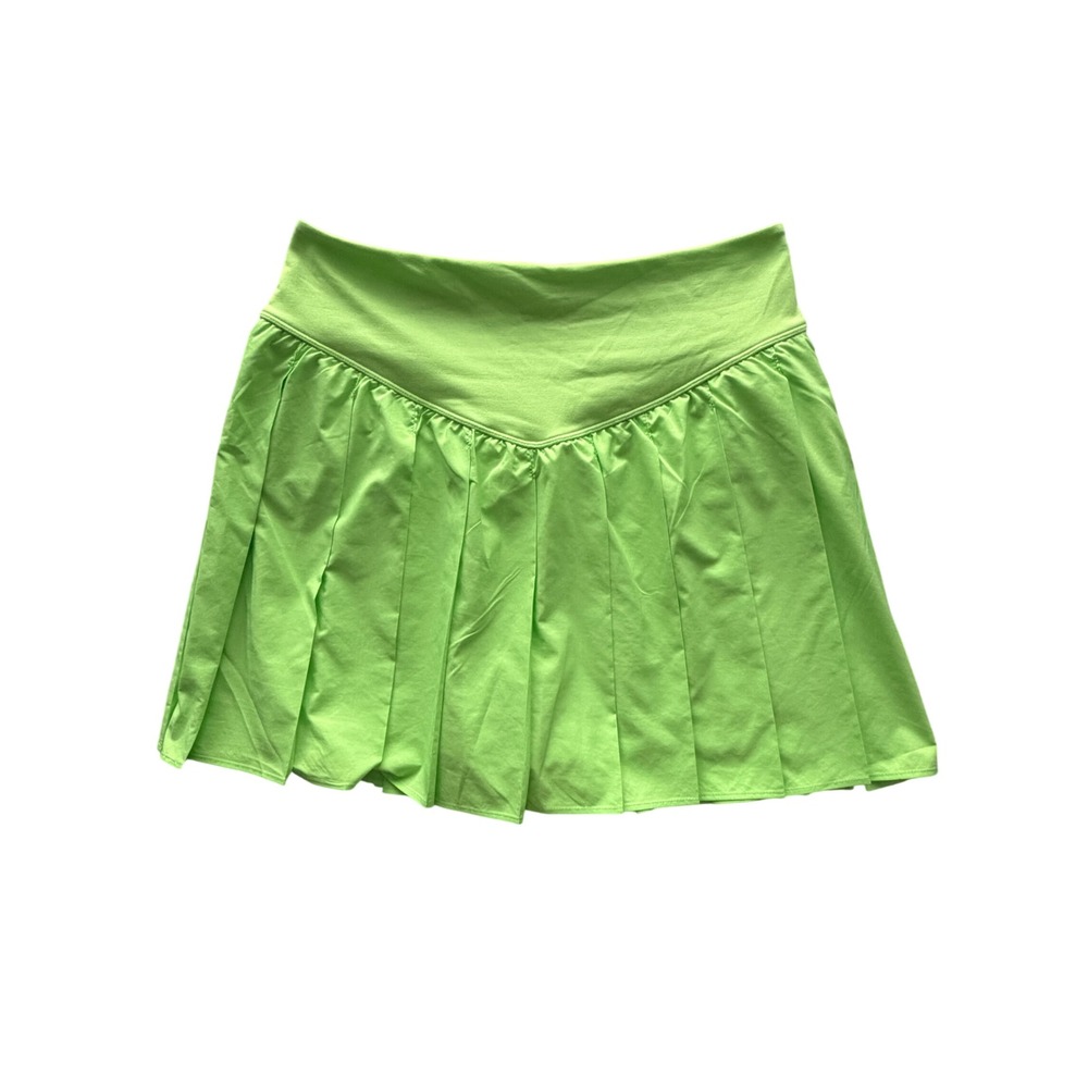 Free People Movement Get Your Flirt On Skort Key Lime Green Pleated Large NEW
